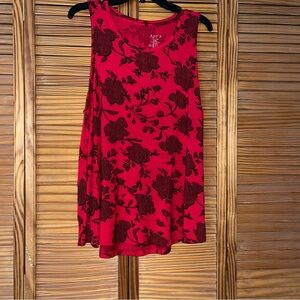Apt 9 Essentials Red Tank with Black‎ Floral Pattern Size XXL